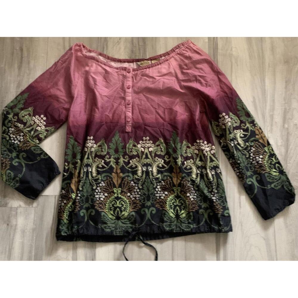 Art And Soul Womens Shirt Sz L Off The Shoulder Hippie Boho Tunic Pink Purple